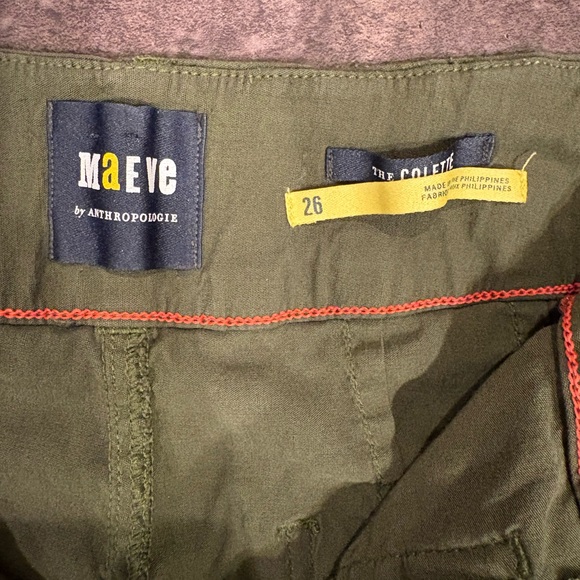 Maeve Anthropologie Colette size 26 Olive Green Wide-Leg Pants Stretch Casual - Picture 5 of 9